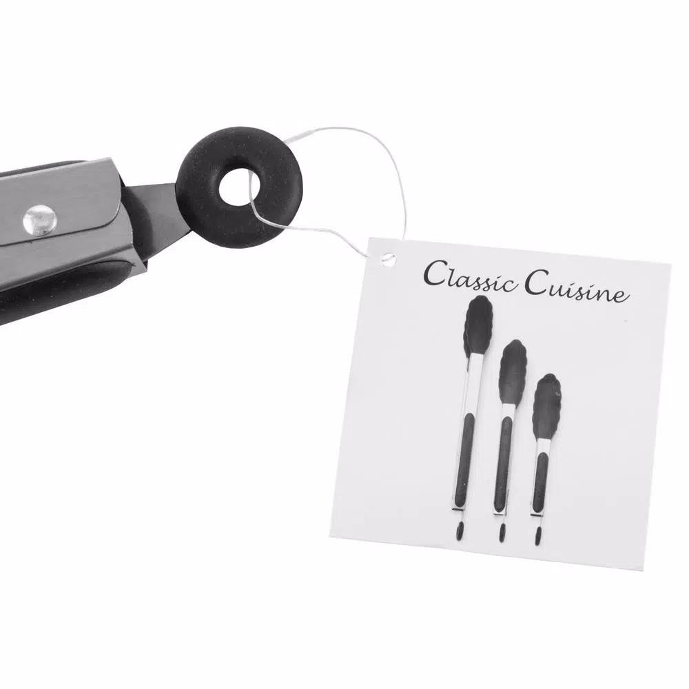 Classic Cuisine Stainless Steel Kitchen Tongs with Silicone Tips, 3-Piece Set