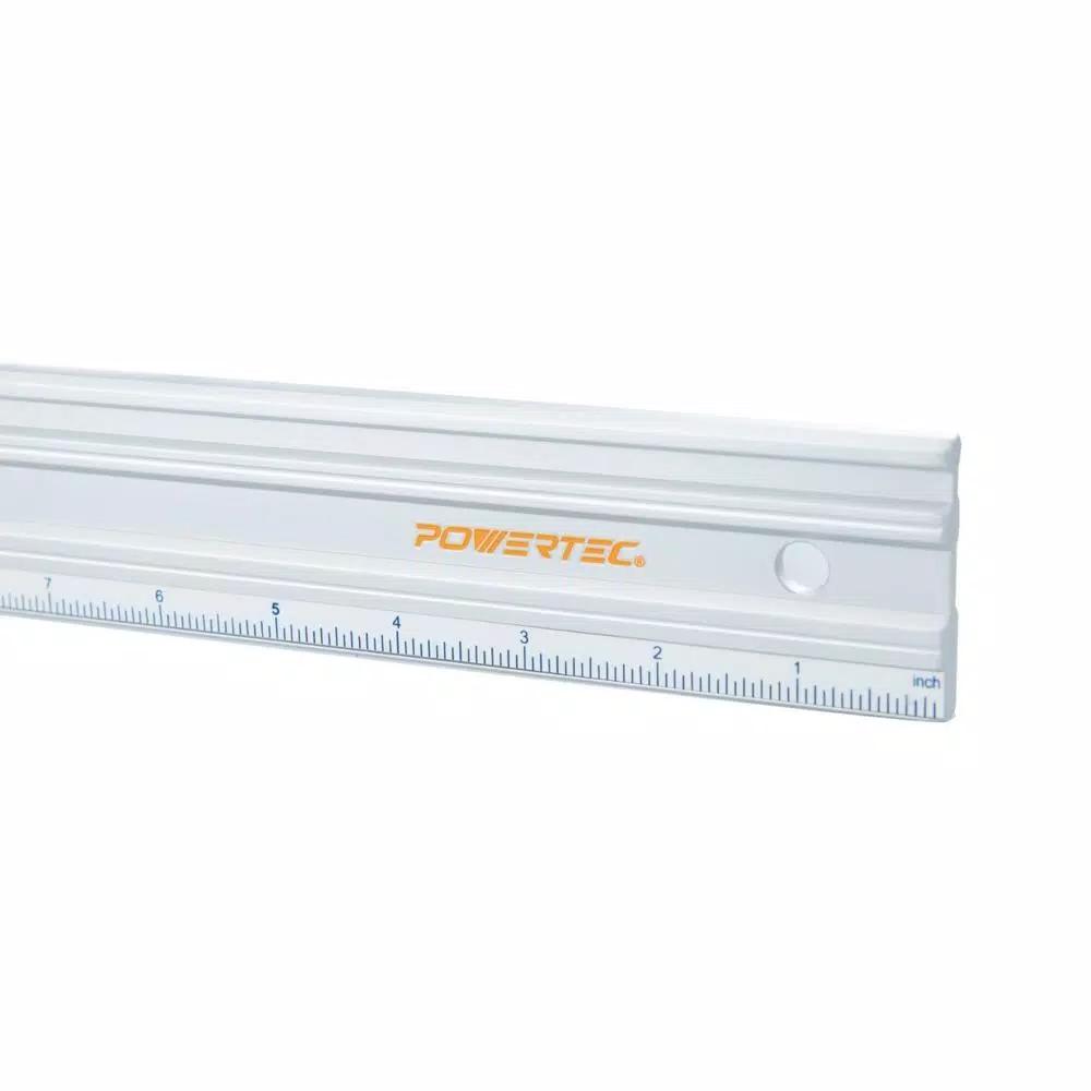 POWERTEC 38 in. Anodized Aluminum Straight Edge Ruler, Dual Metric and SAE Calibrations