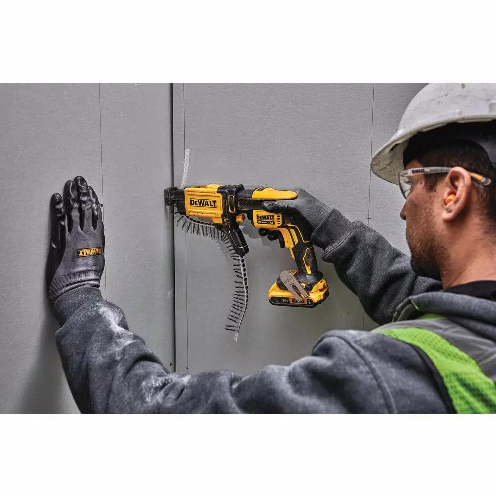 DEWALT 20V MAX XR Cordless Brushless Drywall Screw Gun Kit with Collated Attachment, 2 Batteries & Charger