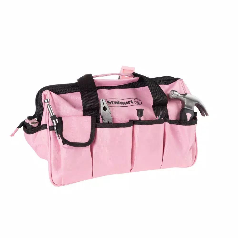 Stalwart 123-Piece Heat Treated Pink Tool Set with 600D Oxford Cloth Carrying Bag