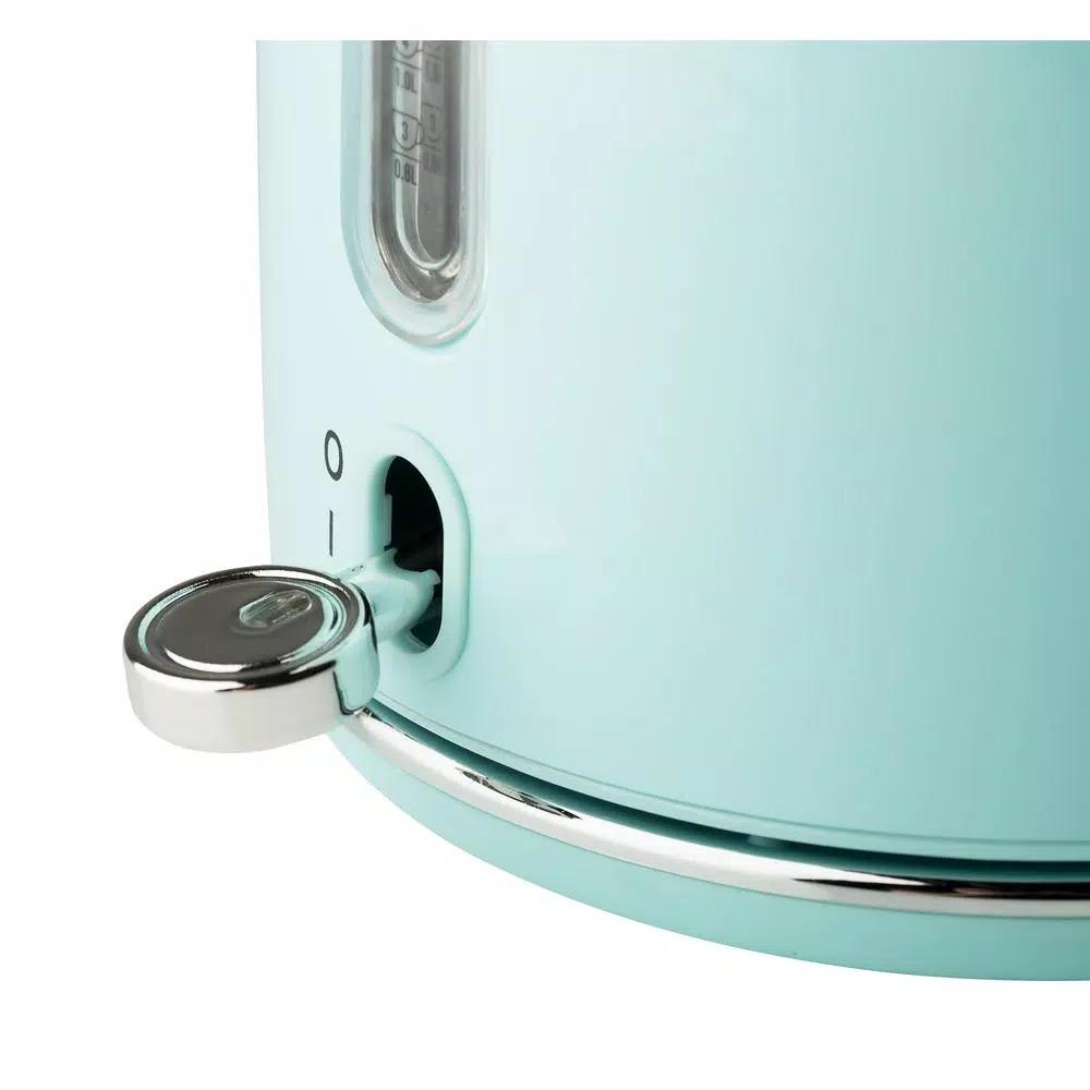Haden Heritage 1.7L Electric Kettle, Retro Stainless Steel, Light Blue Turquoise