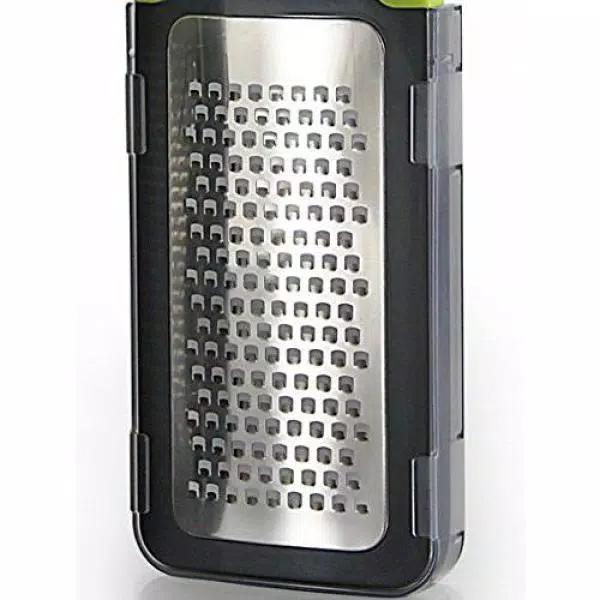 Simposh Stainless Steel Coarse Grater with Ergonomic Comfort Grip Handles and Safety Storage Lid