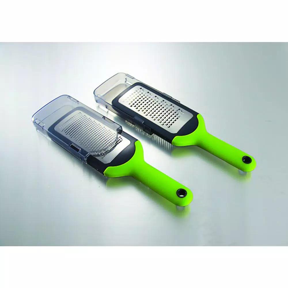 Simposh Stainless Steel Coarse Grater with Ergonomic Comfort Grip Handles and Safety Storage Lid