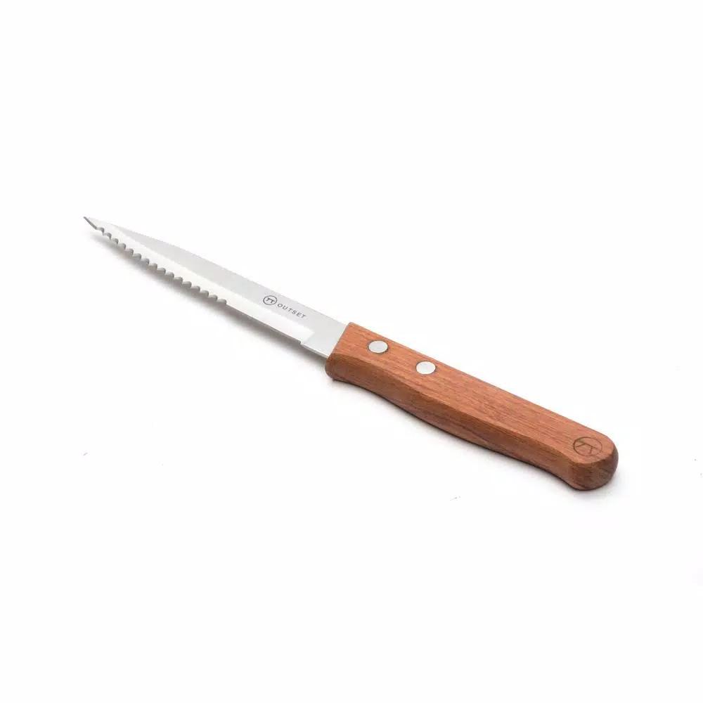 Outset Rosewood 6-Piece Stainless Steel Steak Knife Set with Serrated Edges