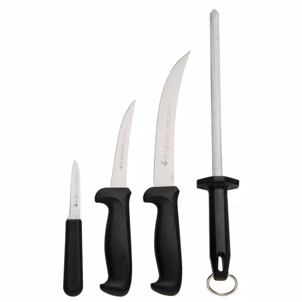 LEM Mundial 4-Piece Hunter's Knife Set with High-Carbon Stainless Steel Blades and Sharpening Steel