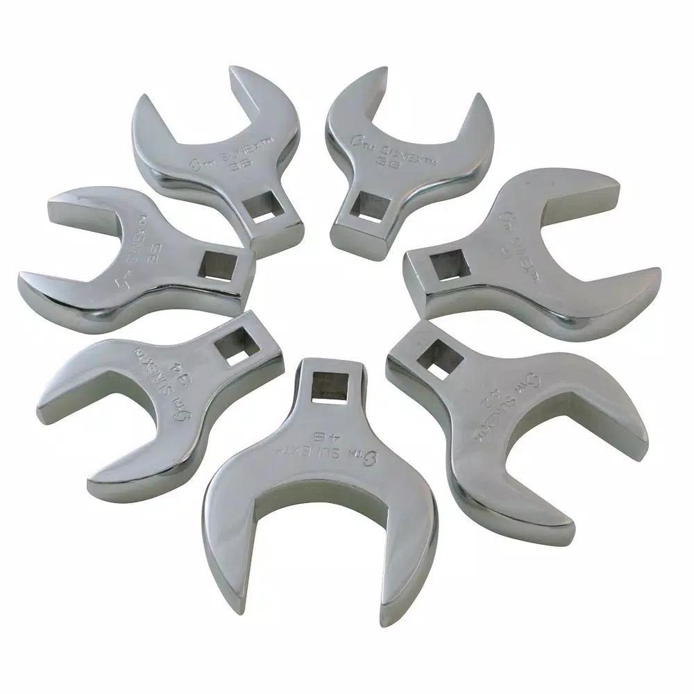 SUNEX TOOLS 1/2 in. Drive Jumbo Metric Crowfoot Wrench Set, 7-Piece