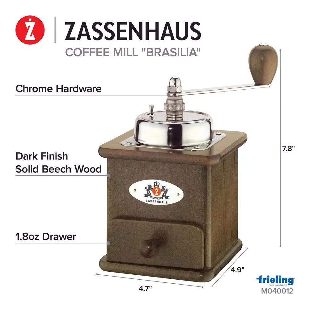 ZASSENHAUS Brasilia Manual Coffee Mill - Dark Beechwood with Steel Conical Burrs