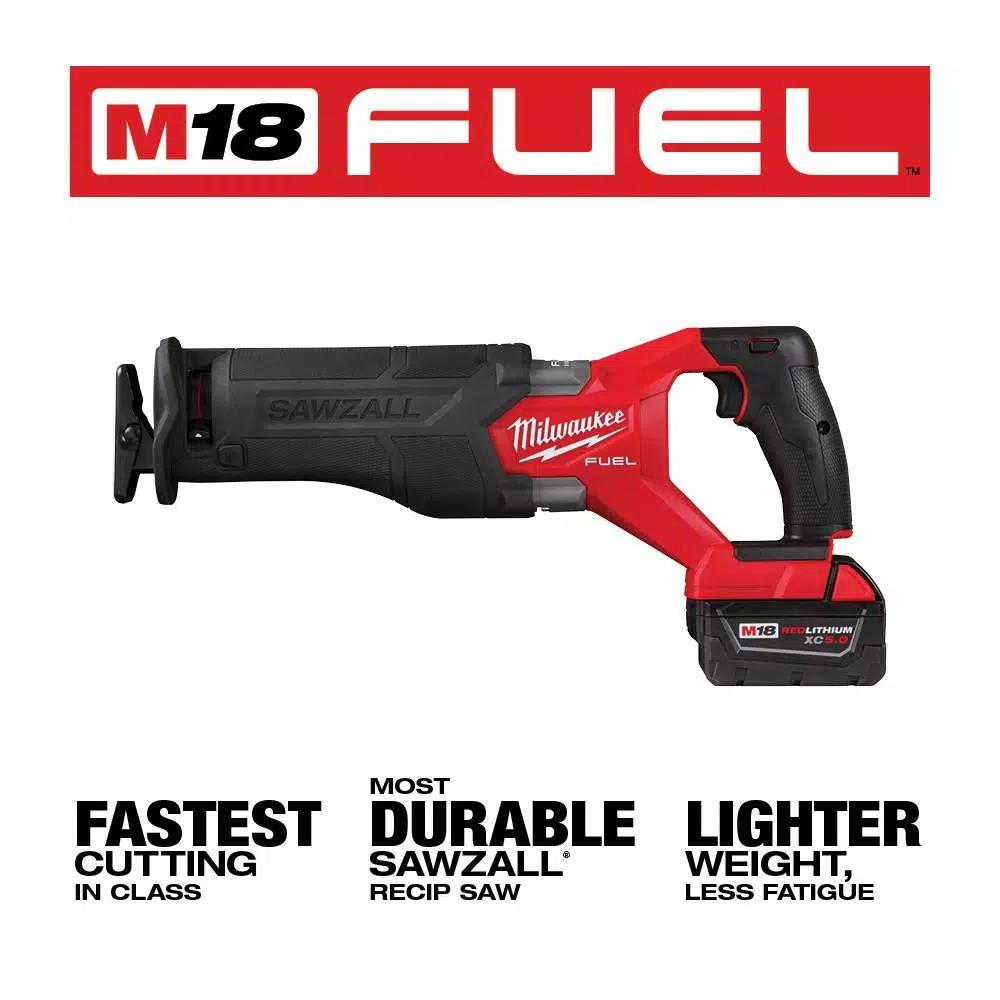 Milwaukee M18 FUEL 18V Brushless Reciprocating Saw Kit w/ Two 5.0 Ah Batteries, Charger & Hard Case