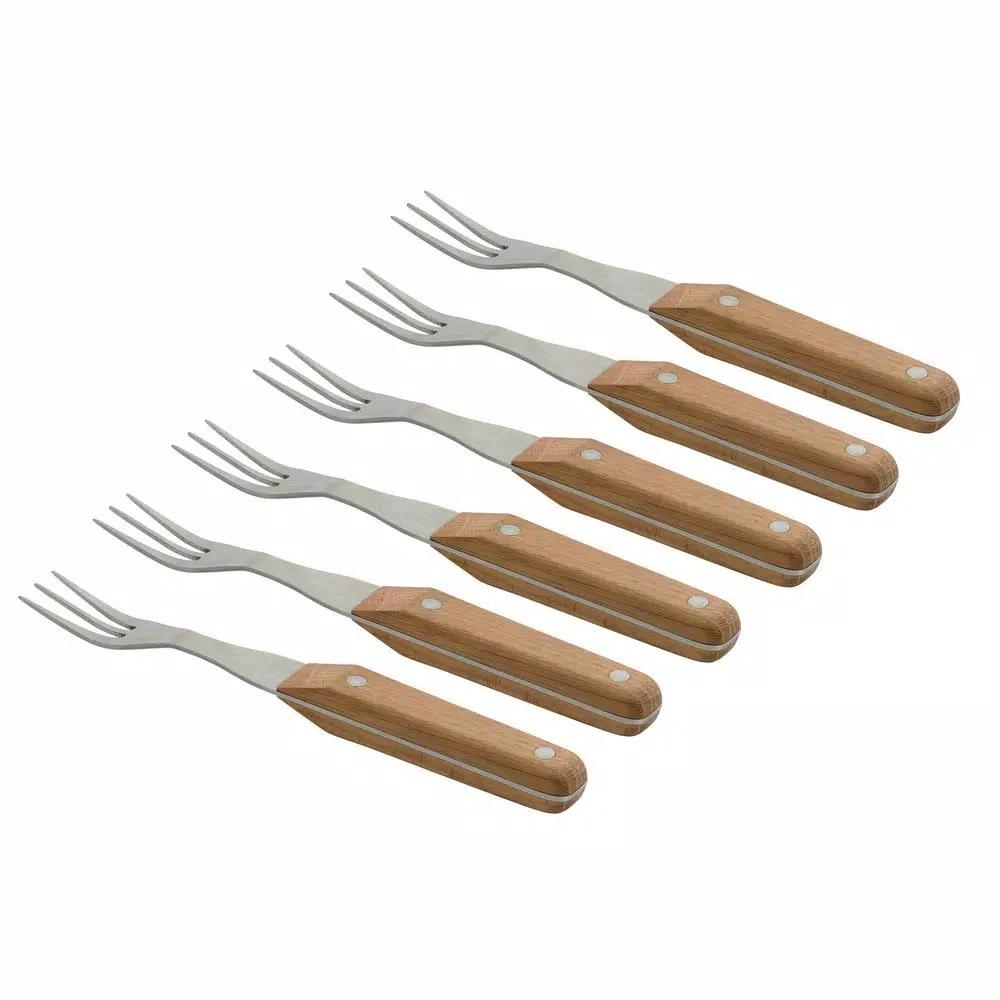 BergHOFF Collect and Cook Stainless Steel Steak Fork Set, 6-Piece with Wood Handles