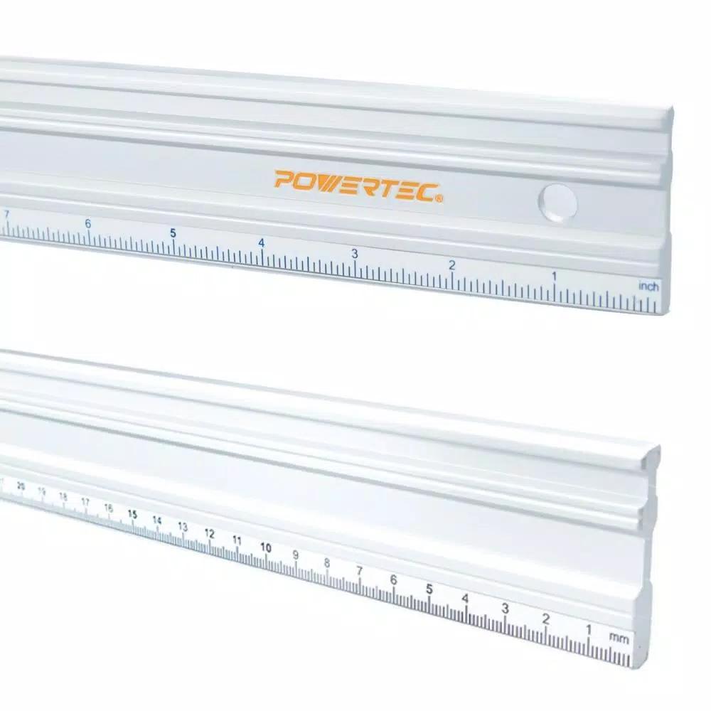 POWERTEC 18 in. Anodized Aluminum Straight Edge Ruler, Dual Metric and SAE Calibrations