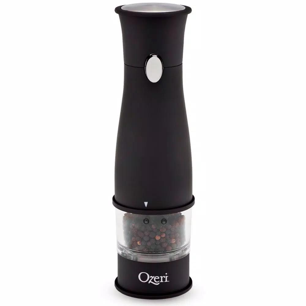 Ozeri Artesio Electric Salt and Pepper Grinder Set, BPA-Free Ceramic Burr Mills with Built-in Light